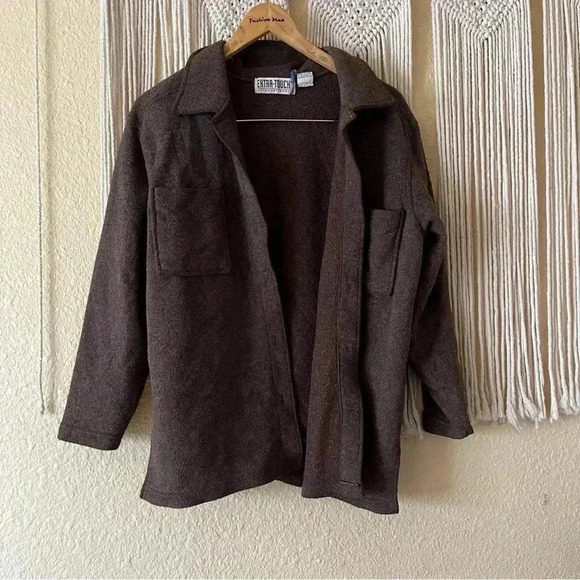 Brown freep doop soft button down top sweater - Picture 1 of 4